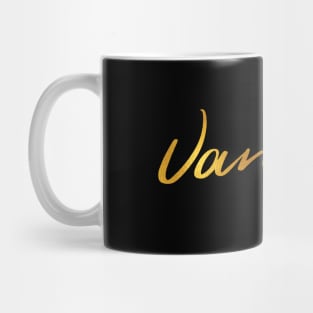 Vanessa Name Hand Lettering in Faux Gold Letters Mug